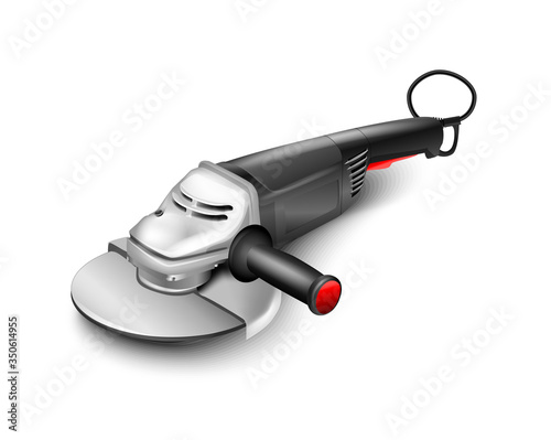 Flat black vector hand grinding sanding machine. Building equipment of power tools. Vector Circular Saw