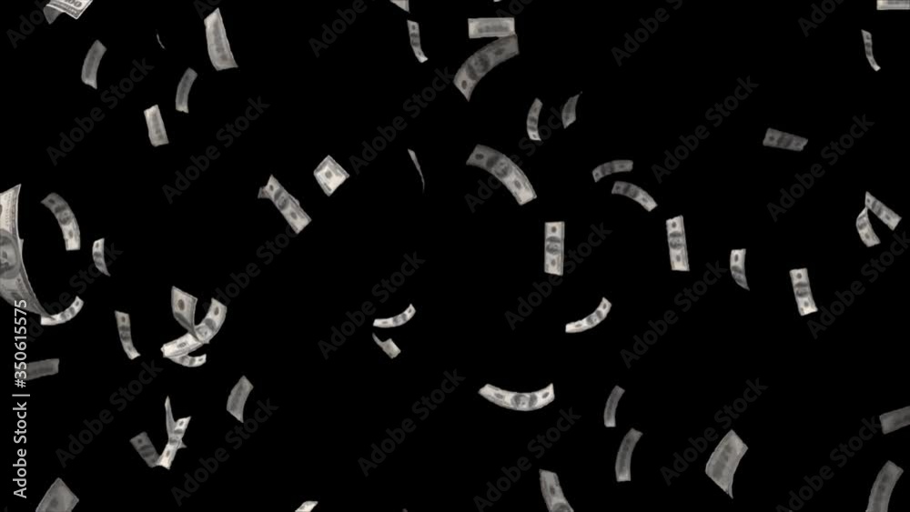 Dollars fall, full hd, with transparent background Dollars fall, full hd, with transparent background