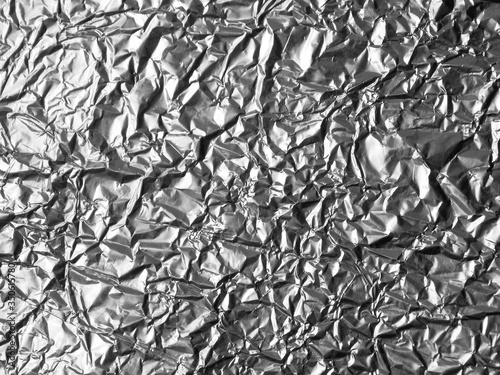 Wrinkled aluminum foil texture background