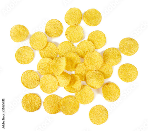 round corn chips isolated on white background