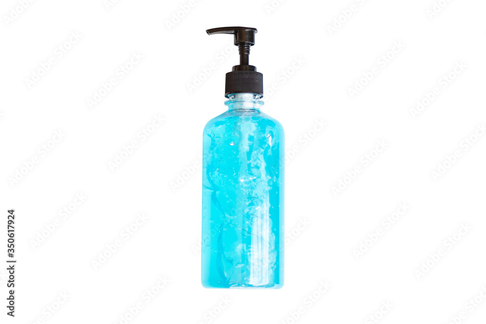 Alcohol gel liquid pump bottle sanitizer cleaners for anti virus and bacteria isolated on White Background, using washing hands protection health care to prevent COVID-19 corona virus Alcohol gel liquid pump bottle sanitizer cleaners for anti virus and bacteria isolated on White Background, using washing hands protection health care to prevent COVID-19 corona virus