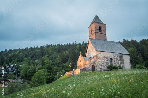 Alpine church of St. Kathrein in der Scharte - Santa Caterina (Saint Catherine) on the mountains, Hafling - Avelengo, South Tyrol, Italy, Europe