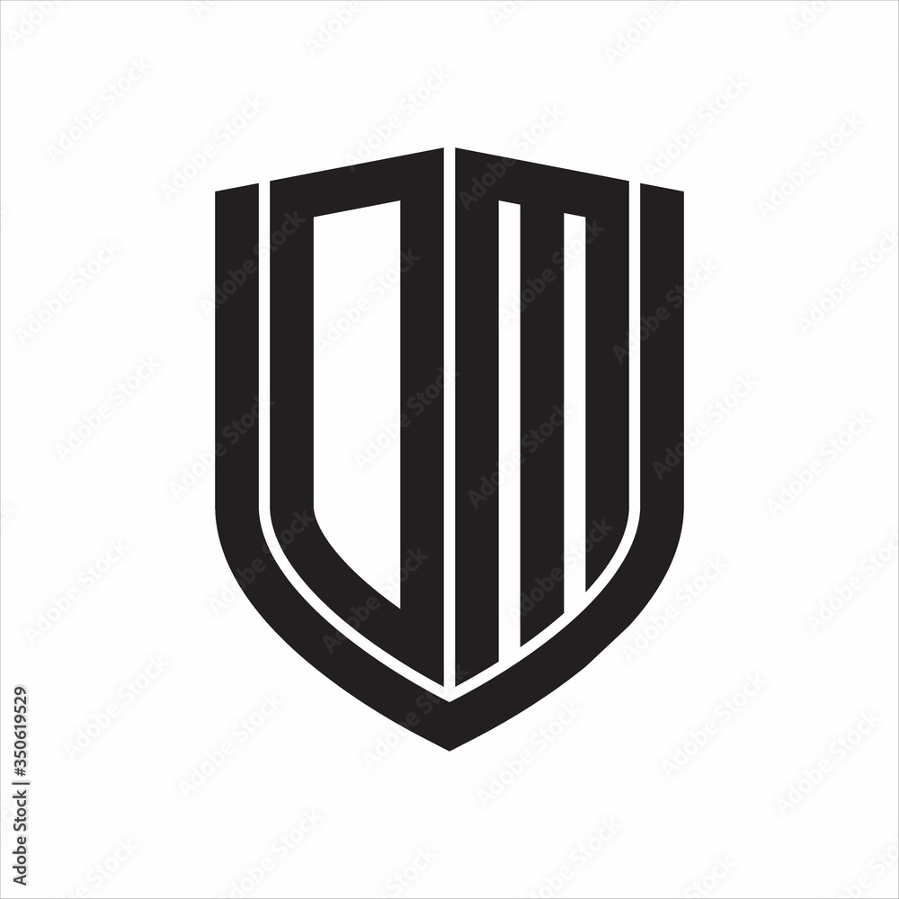 DM Logo monogram with emblem shield design isolated on white background DM Logo monogram with emblem shield design isolated on white background