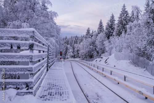 Photography railway in winter