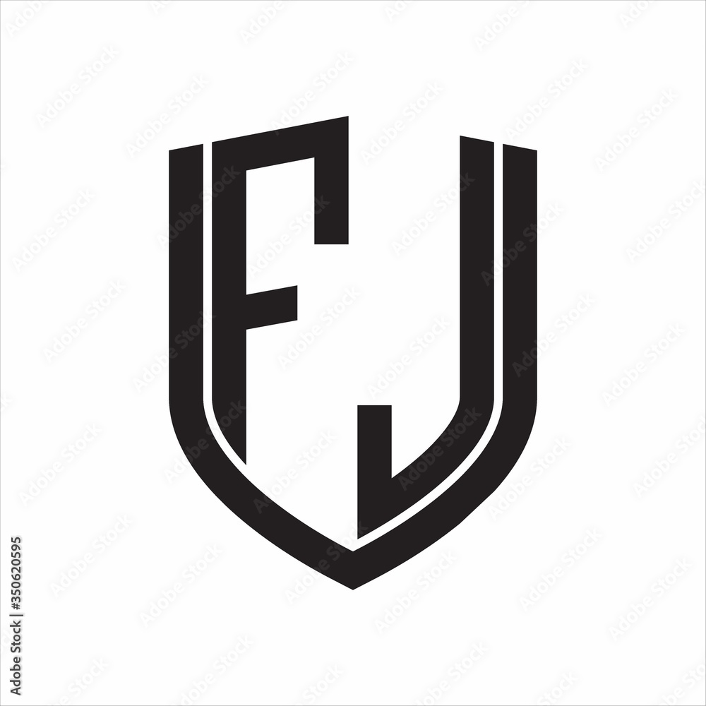 FJ Logo monogram with emblem shield design isolated on white background FJ Logo monogram with emblem shield design isolated on white background