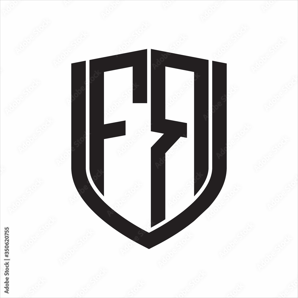 FR Logo monogram with emblem shield design isolated on white background FR Logo monogram with emblem shield design isolated on white background