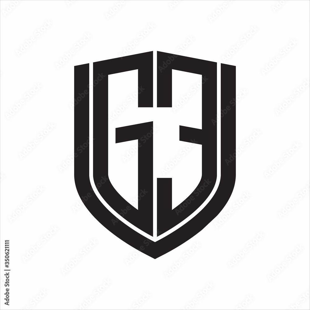 GE Logo monogram with emblem shield design isolated on white background GE Logo monogram with emblem shield design isolated on white background
