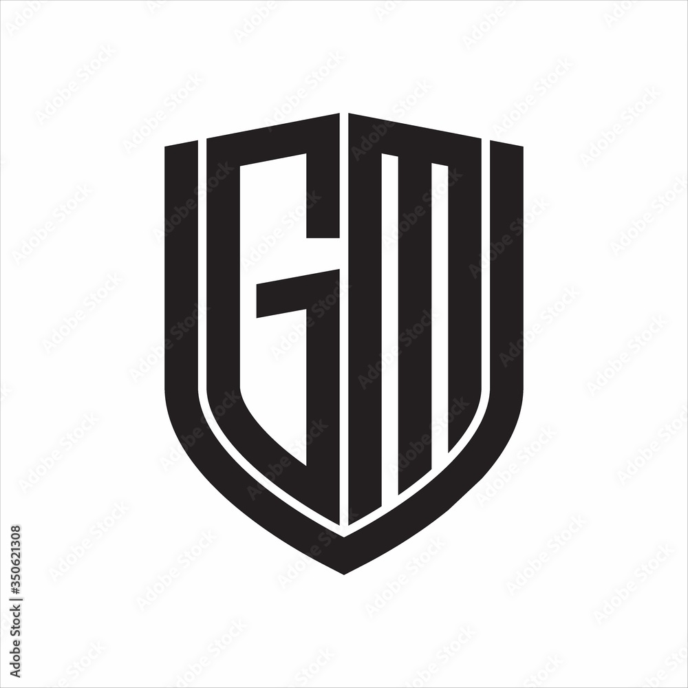 GM Logo monogram with emblem shield design isolated on white background GM Logo monogram with emblem shield design isolated on white background
