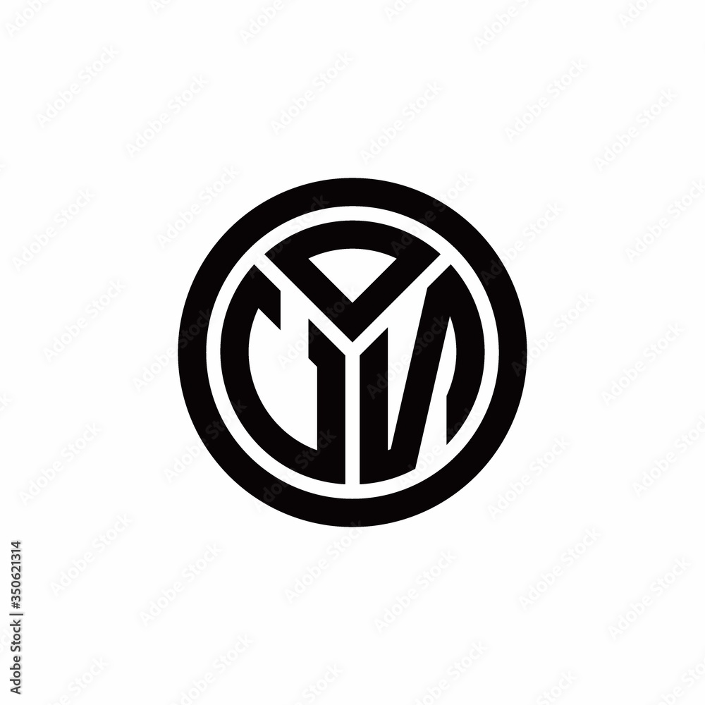UN monogram logo with circle outline design template