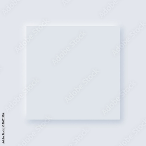 Square button neumorphic effect icons. Shaped figure in trendy soft 3D style.