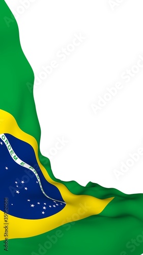 Waving flag of Brazil. Ordem e Progresso. Order and progress. Rio de Janeiro. South America. State symbol. 3d illustration