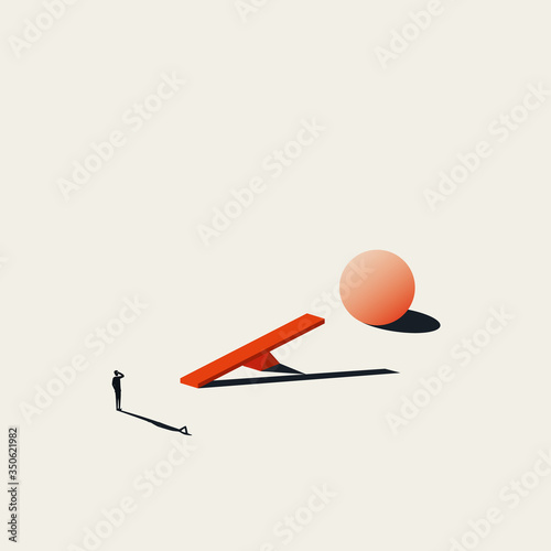 Business solution vector concept with businessman thinking about growth strategy.