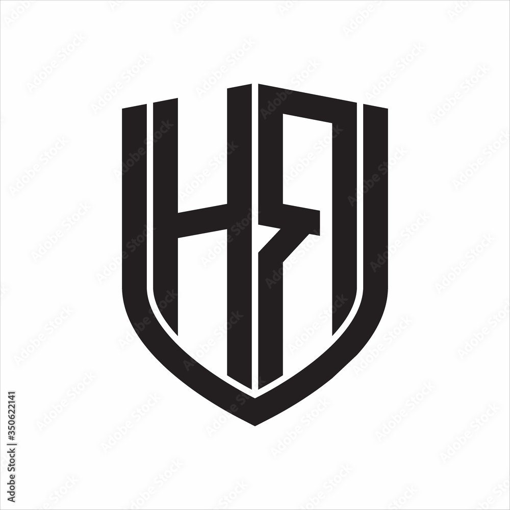 HR Logo monogram with emblem shield design isolated on white background HR Logo monogram with emblem shield design isolated on white background