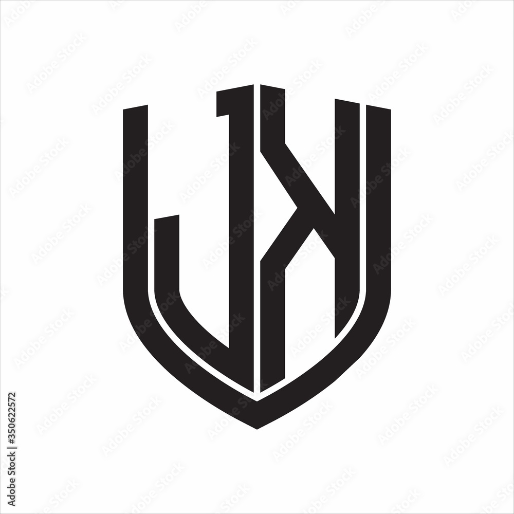 JK Logo monogram with emblem shield design isolated on white background JK Logo monogram with emblem shield design isolated on white background