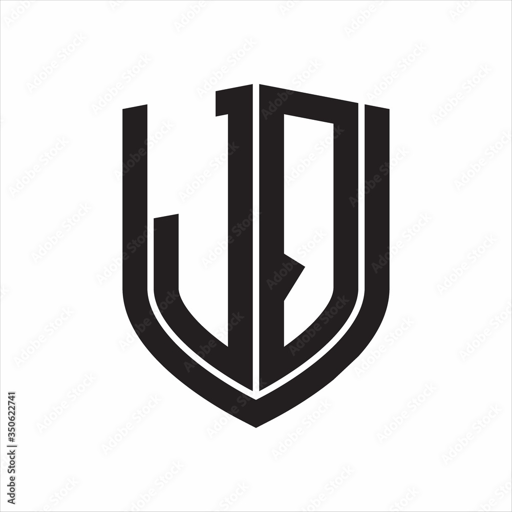JQ Logo monogram with emblem shield design isolated on white background JQ Logo monogram with emblem shield design isolated on white background