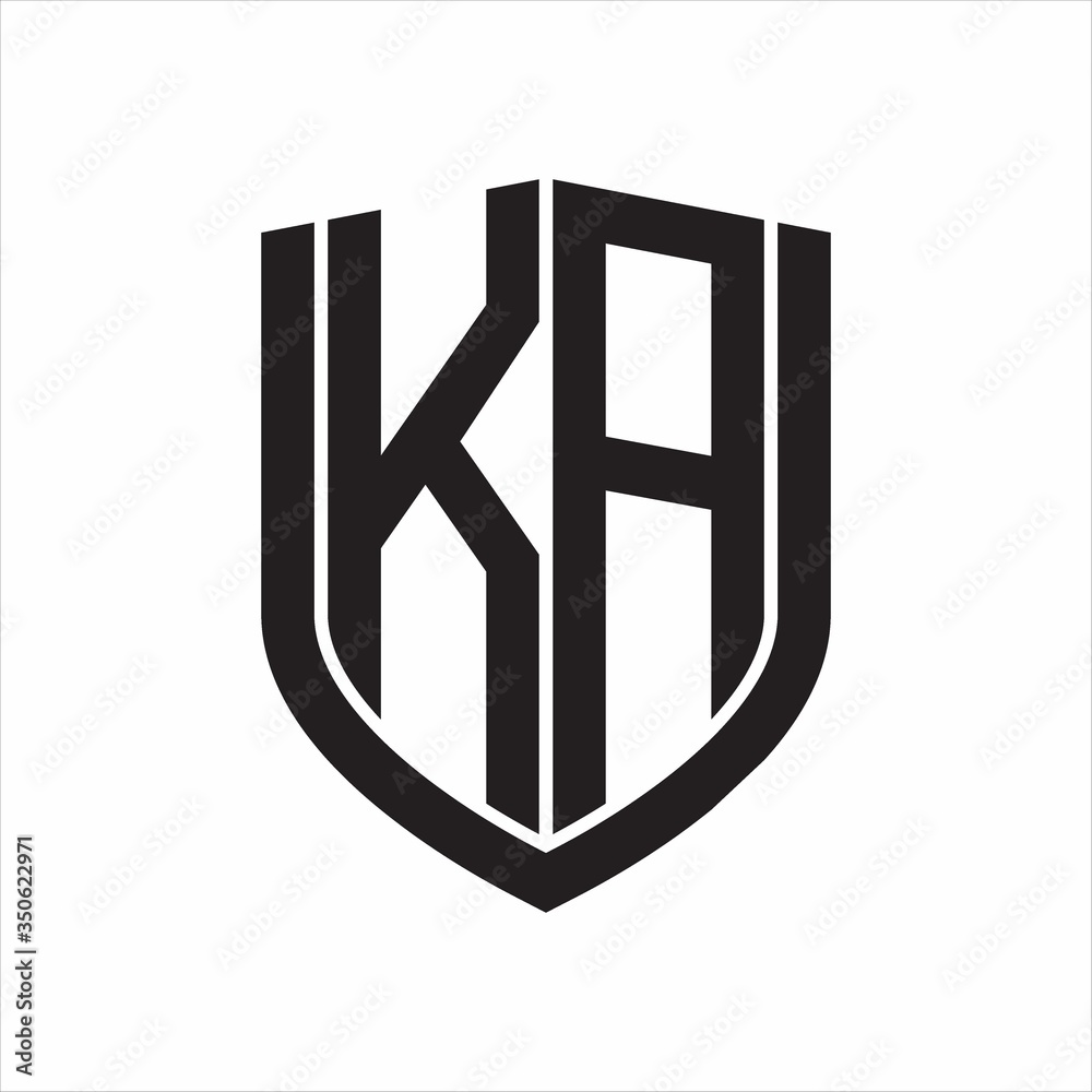KA Logo monogram with emblem shield design isolated on white background KA Logo monogram with emblem shield design isolated on white background