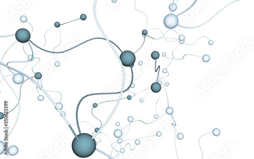 Neural network. Social network. Futuristic dna  deoxyribonucleic acid. Abstract molecule  cell illustration  mycelium. Light background. 3D illustration