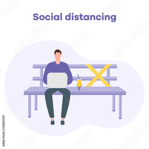 Quarantine park bench Social distancing People