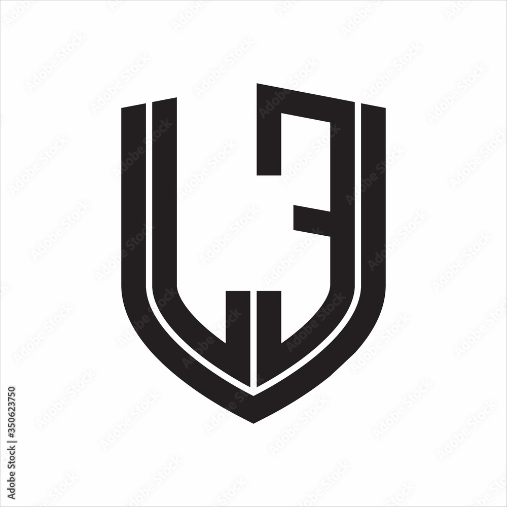 LE Logo monogram with emblem shield design isolated on white background LE Logo monogram with emblem shield design isolated on white background
