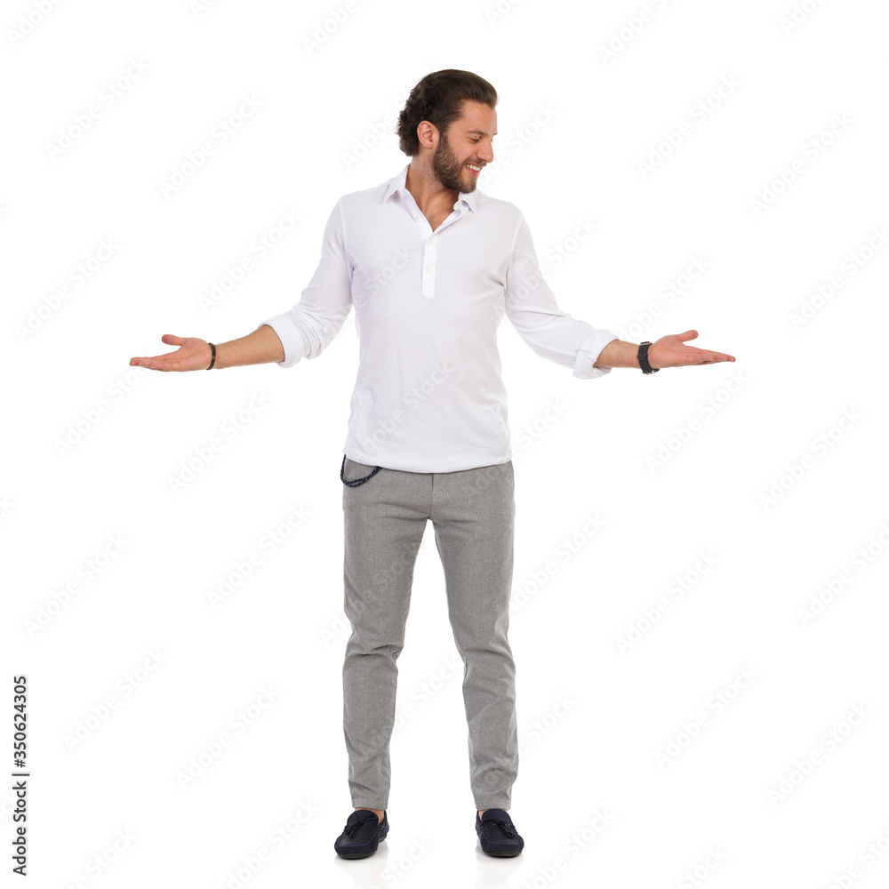 young man presenting something young man presenting something