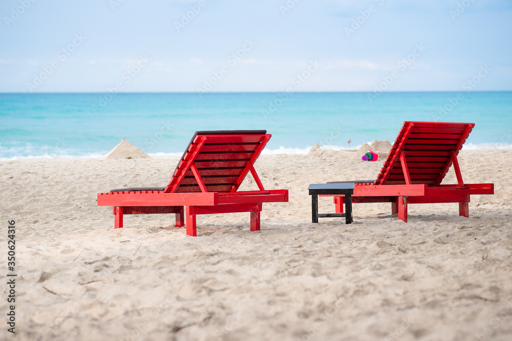 Wooden chair on the beach at Koh Kood(kood island) , Thailand