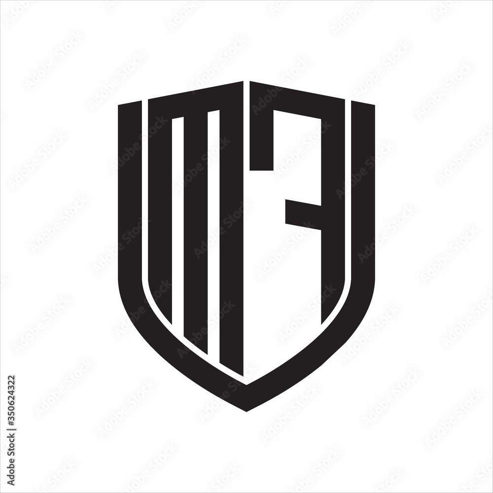 MF Logo monogram with emblem shield design isolated on white background MF Logo monogram with emblem shield design isolated on white background
