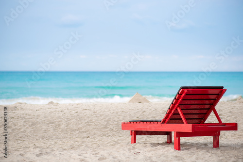 Wooden chair on the beach at Koh Kood kood island    Thailand