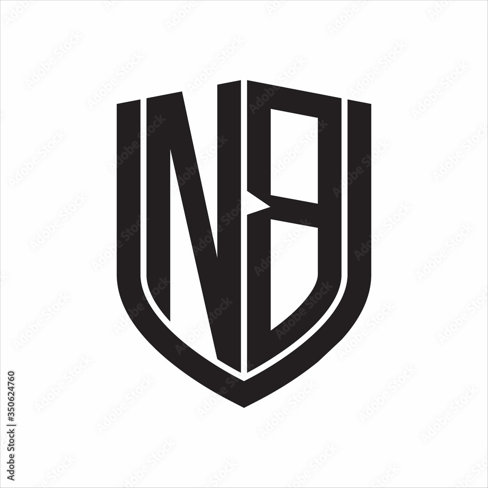 NB Logo monogram with emblem shield design isolated on white background NB Logo monogram with emblem shield design isolated on white background