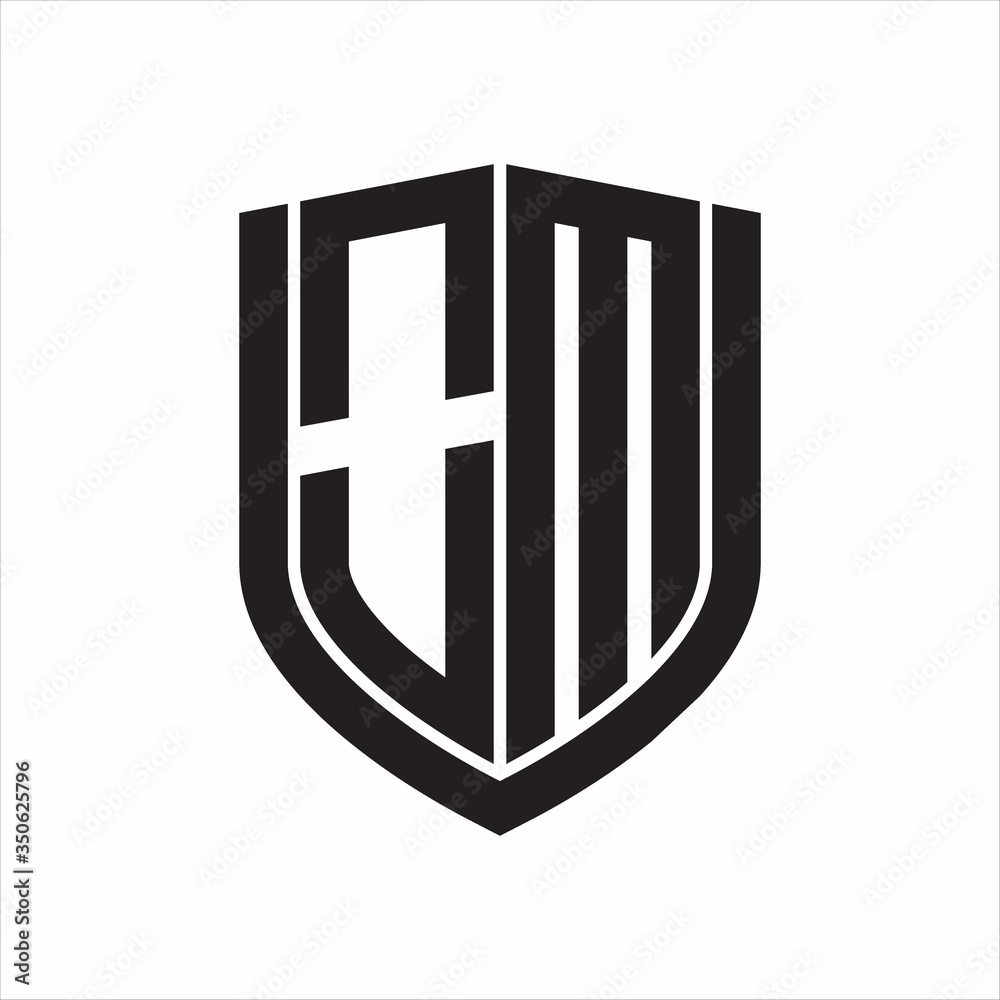OM Logo monogram with emblem shield design isolated on white background OM Logo monogram with emblem shield design isolated on white background