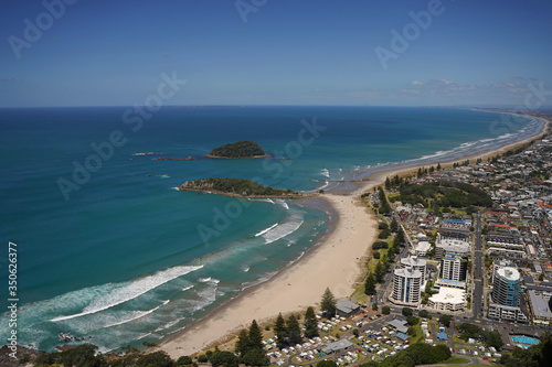 beautiful view of the tauranga with ocean and city