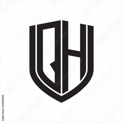 Free Download QH Logo monogram with emblem shield design isolated on white background - GFXLoad