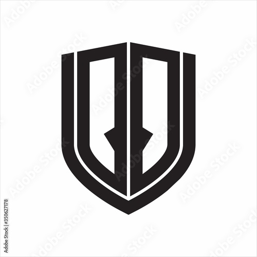 QQ Logo monogram with emblem shield design isolated on white background