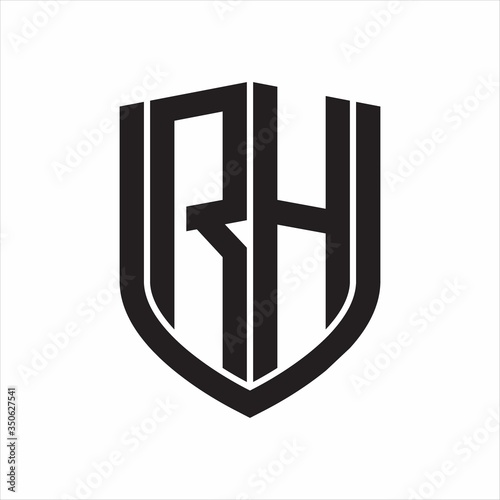 Free Download RH Logo monogram with emblem shield design isolated on white background - GFXLoad