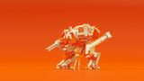 Futuristic AI Biped Tank Cyborg Mech White an Orange with Female Handler Left Side View 3d illustration 3d render