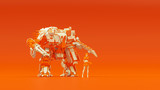 Futuristic AI Biped Tank Cyborg Mech White an Orange with Female Handler Right Side View 3d illustration 3d render
