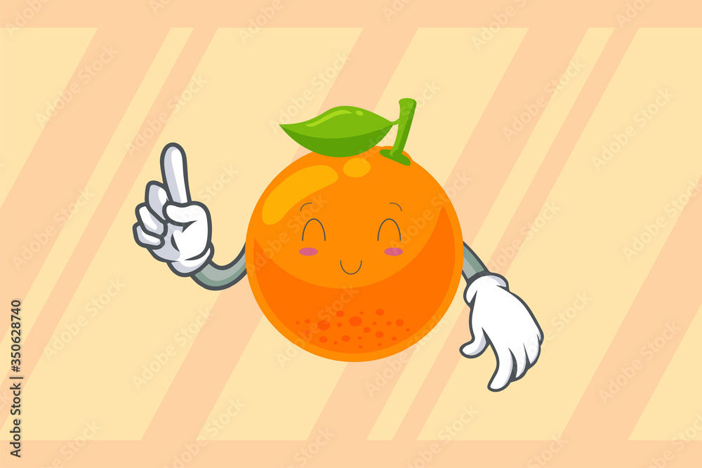 SMILING, HAPPY, RELIEVED Face. index finger, forefinger Gesture. Mascot Vector Illustration. Orange Citrus Fruit Cartoon. SMILING, HAPPY, RELIEVED Face. index finger, forefinger Gesture. Mascot Vector Illustration. Orange Citrus Fruit Cartoon.