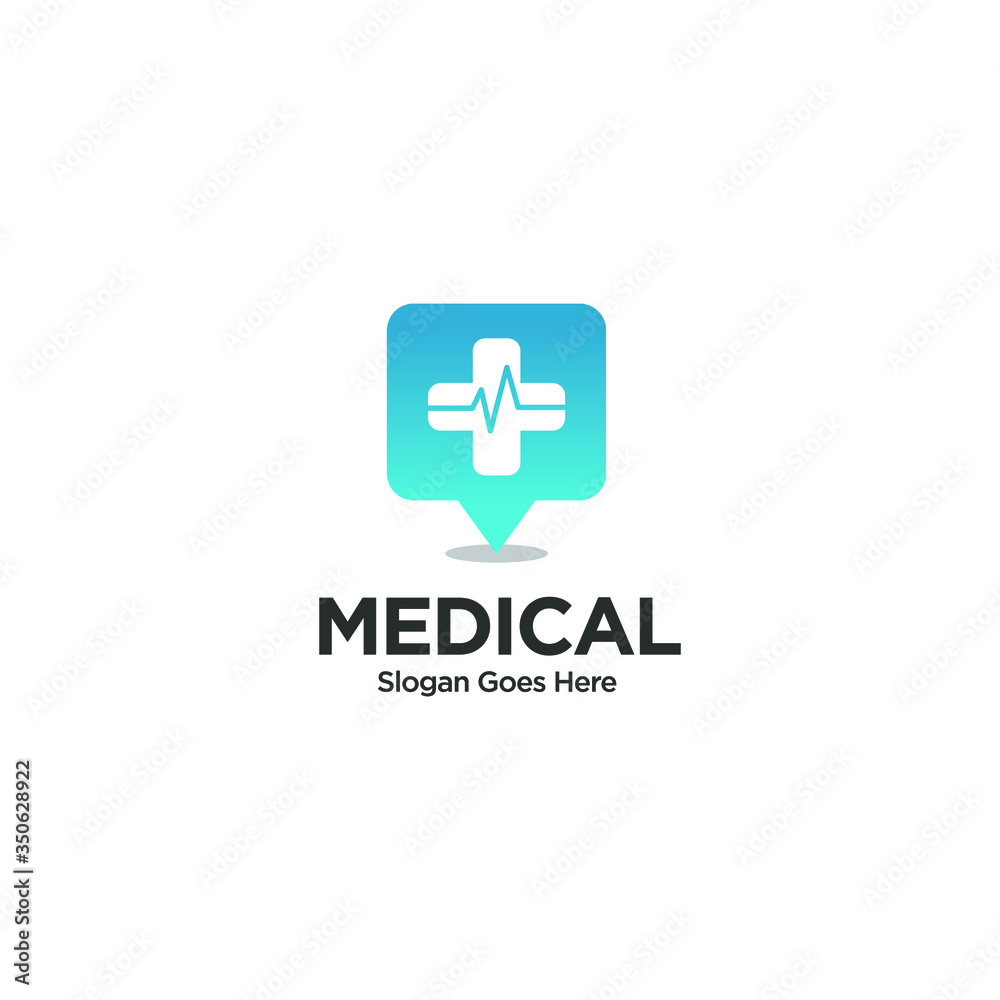 Fototapeta premium Medical pharmacy logo design template. Healthy Care Vector Logo Template. Medical health care logo design template