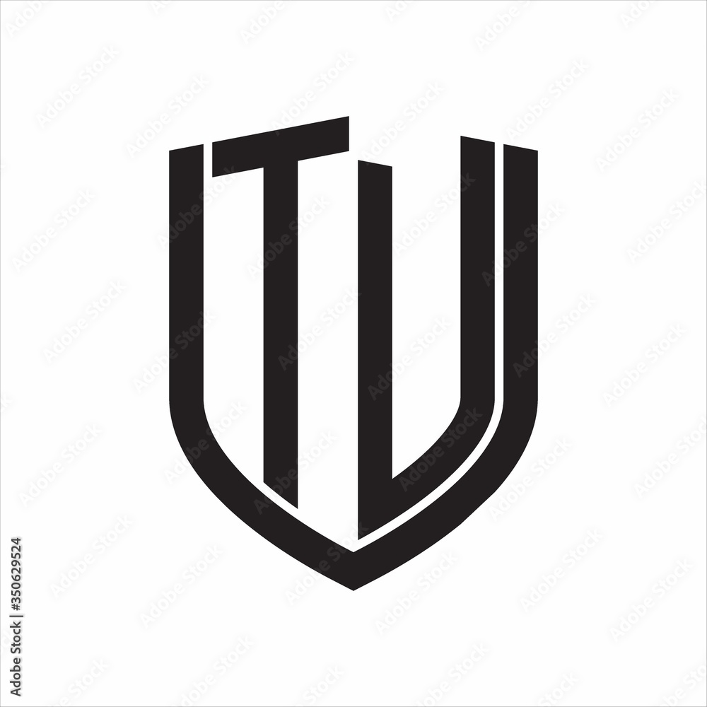 TV Logo monogram with emblem shield design isolated on white background TV Logo monogram with emblem shield design isolated on white background