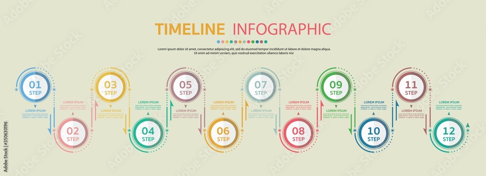 Timeline for 12 months, Infographic template for business.Timeline diagram calendar. Timeline for 12 months, Infographic template for business.Timeline diagram calendar.