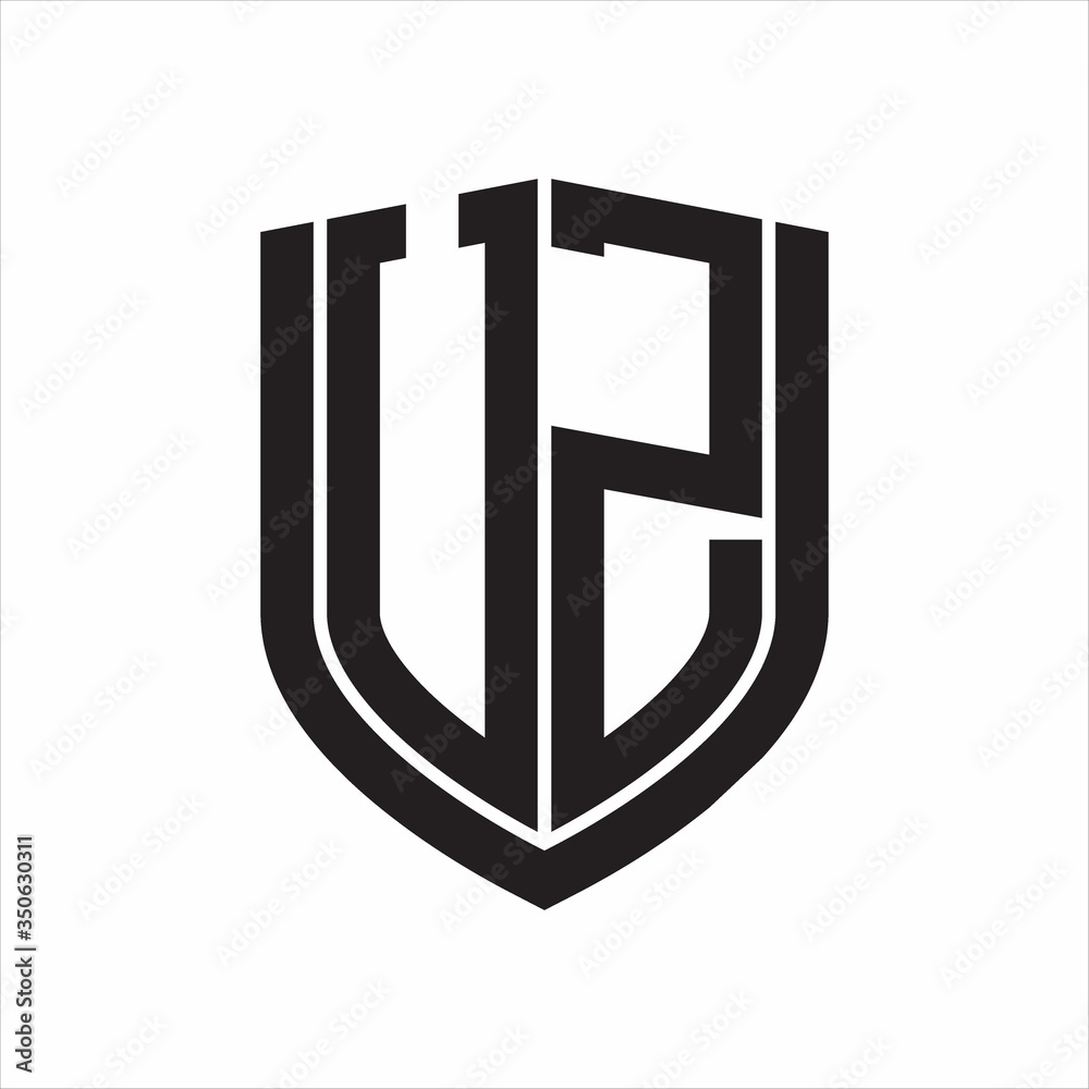 VZ Logo monogram with emblem shield design isolated on white background VZ Logo monogram with emblem shield design isolated on white background