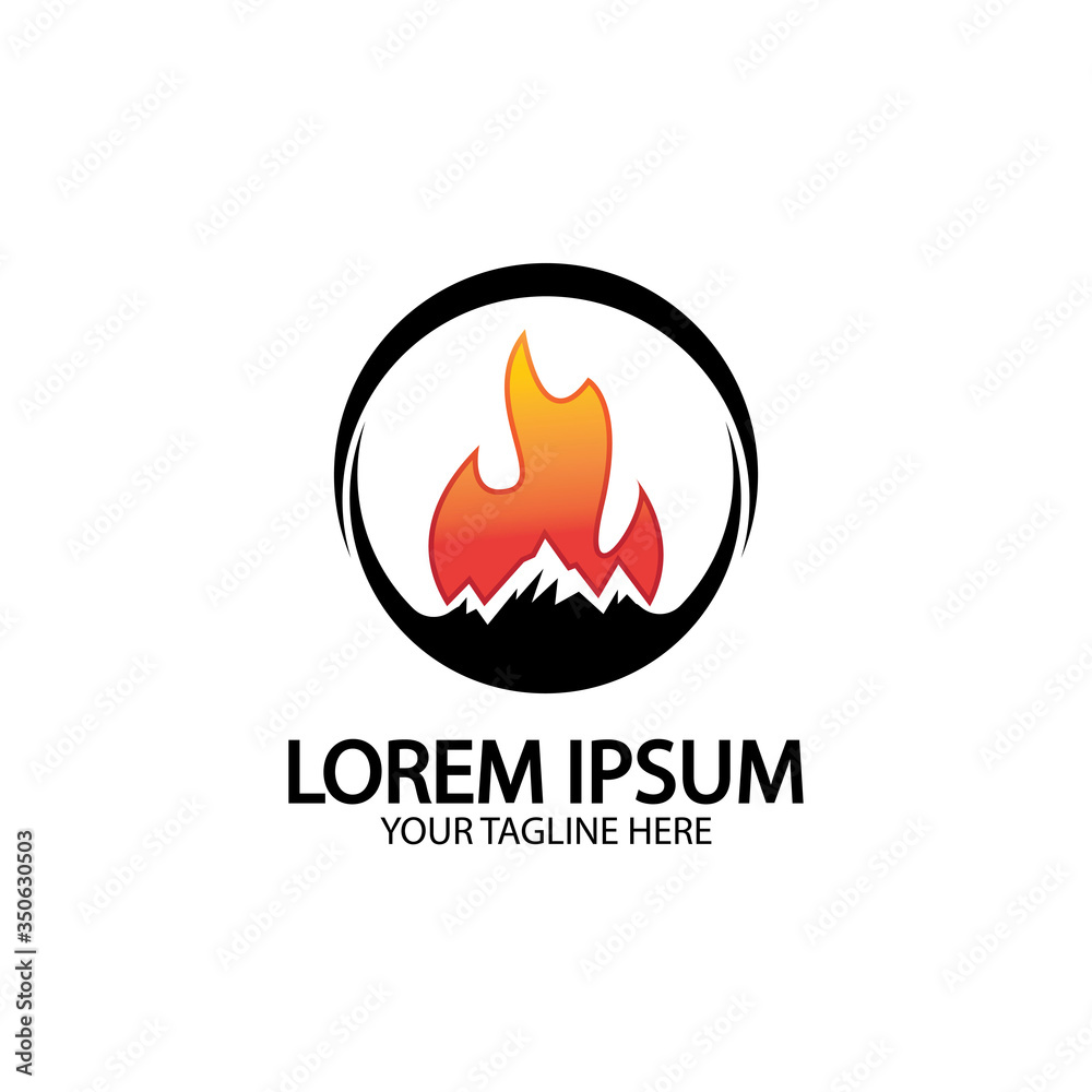 Mountain fire logo vector, mountain vector, fire vector, simple mountain logo design, fire simple design Mountain fire logo vector, mountain vector, fire vector, simple mountain logo design, fire simple design