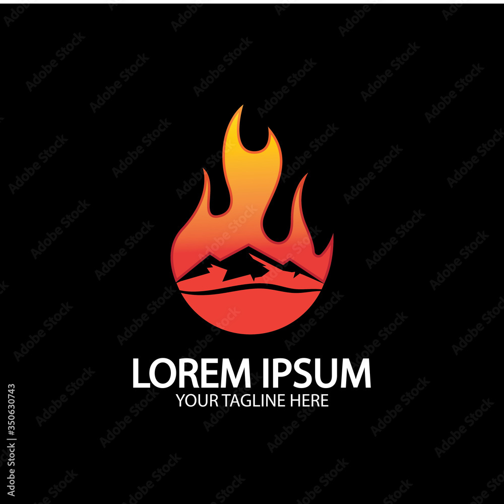 Mountain fire logo vector, mountain vector, fire vector, simple mountain logo design, fire simple design