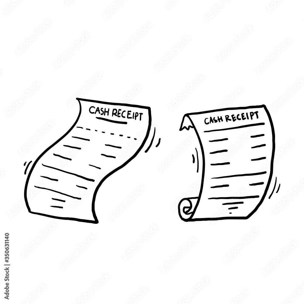 hand drawn receipts bill. Printed billing receipt, payment bills and financial bank check print isolated. doodle hand drawn receipts bill. Printed billing receipt, payment bills and financial bank check print isolated. doodle