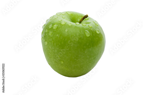 Green Apple on an isolated white background. Proper nutrition. Diet.