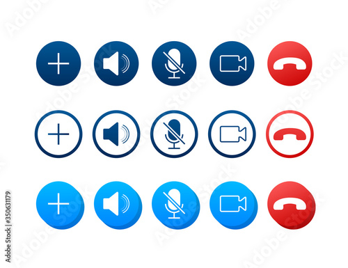 Set of Video call buttons. Web design.Video call buttons for mobile app design. Vector stock illustration.