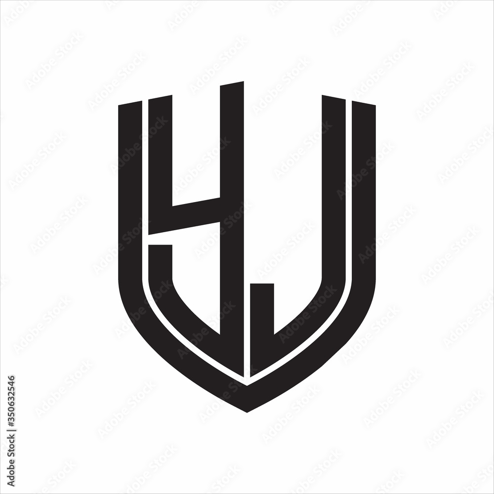 YJ Logo monogram with emblem shield design isolated on white background YJ Logo monogram with emblem shield design isolated on white background