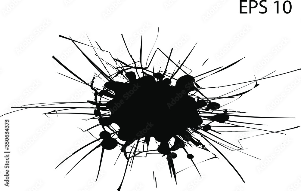 Broken glass, cracks, bullet marks on glass. High resolution. Texture glass with black hole. You can easy change colors or sizes. Broken glass, cracks, bullet marks on glass. High resolution. Texture glass with black hole. You can easy change colors or sizes.