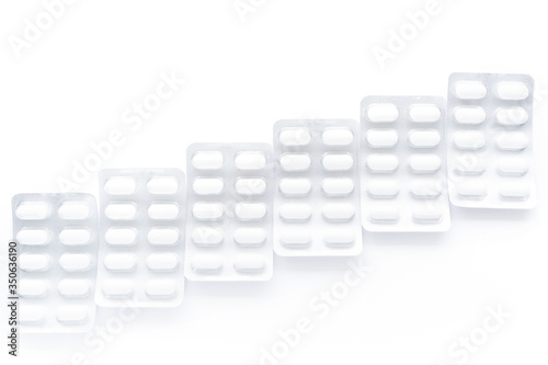 white tablets on a white background. Medical instruments for medical professionals.
