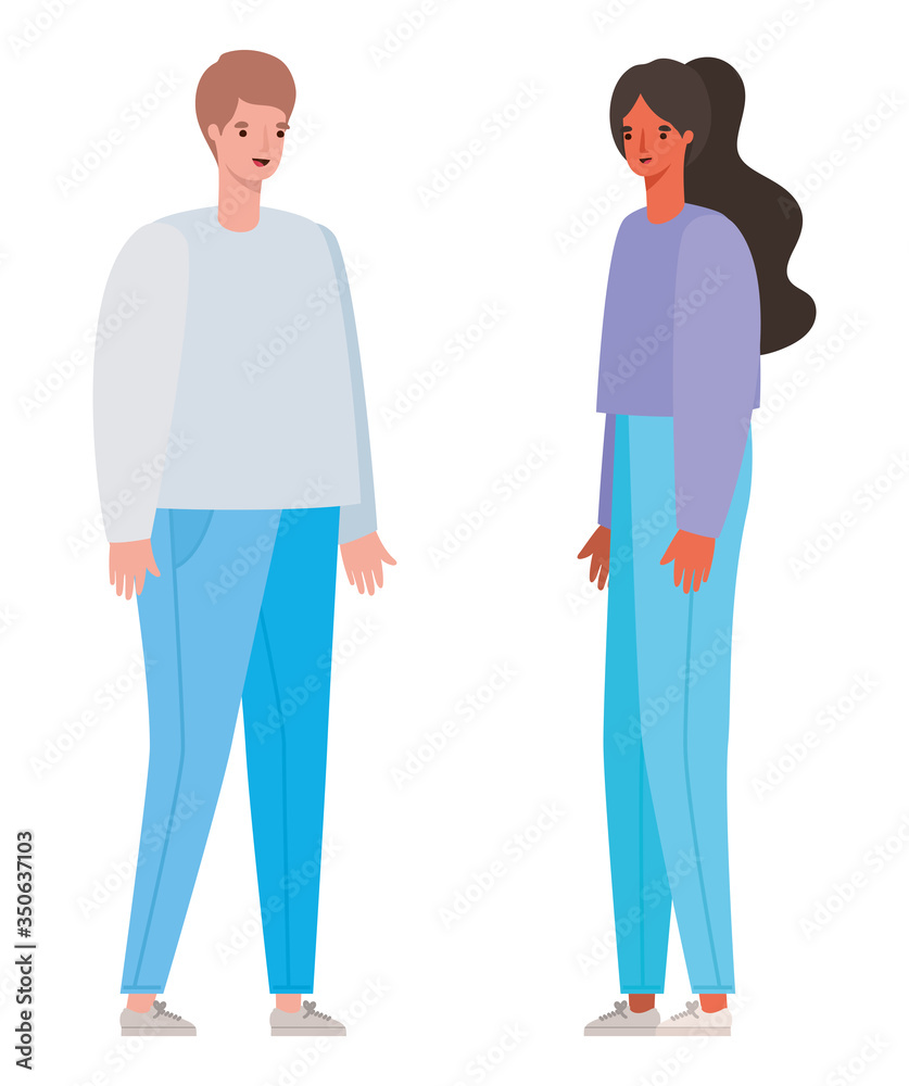 Woman and man avatar cartoon vector design Woman and man avatar cartoon vector design