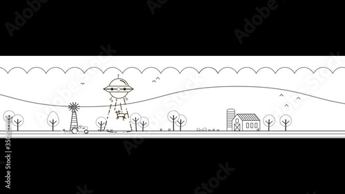vector illustration a Ferm and UFO